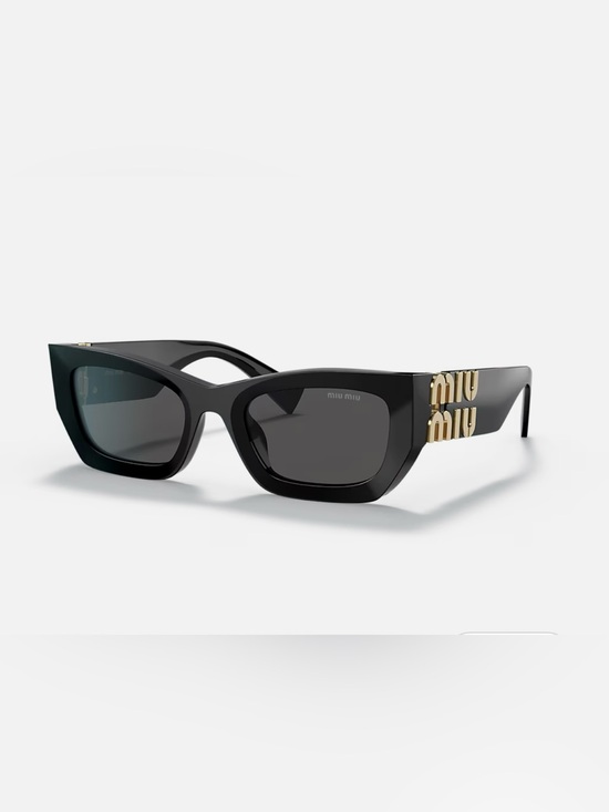 Miu Miu Accessories - Miu Miu Black Cat-Eye Sunglasses with Gold Logo Temples
